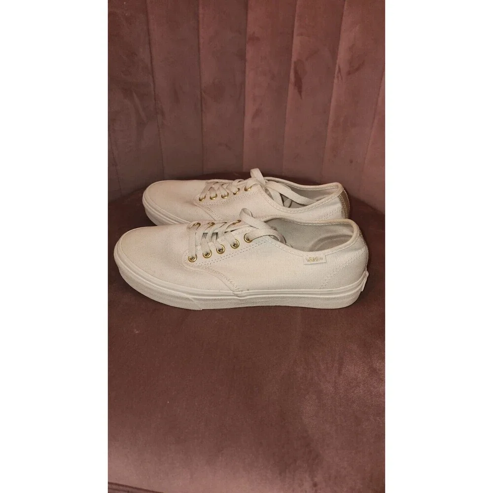VANS Off the Wall 721356 White Sneakers Womens Size 8 Camden Stripe Metallic - Picture 3 of 8